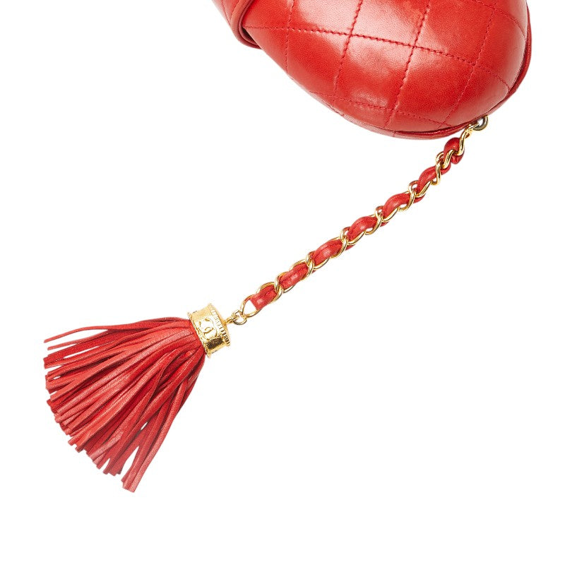 シャネル マトラッセ ココマーク ポーチ レッド ラムスキン レディース CHANEL 【中古】