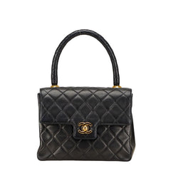 シャネル マトラッセ ココマーク ハンドバッグ トップハンドル ブラック ラムスキン レディース CHANEL 【中古】