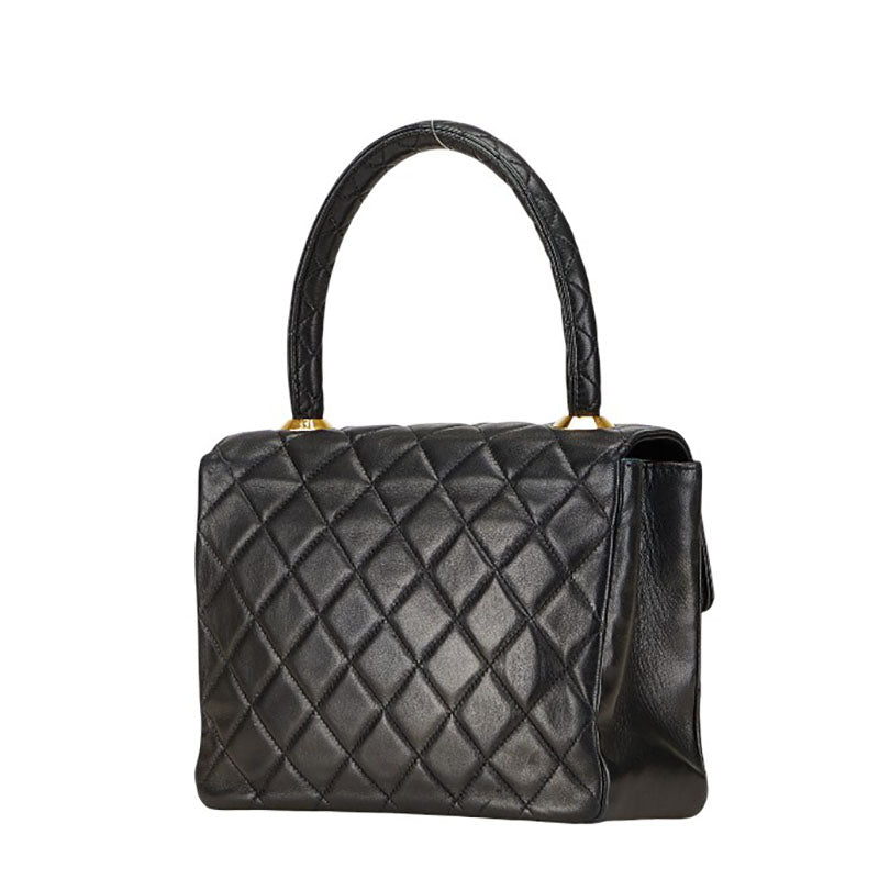 シャネル マトラッセ ココマーク ハンドバッグ トップハンドル ブラック ラムスキン レディース CHANEL 【中古】