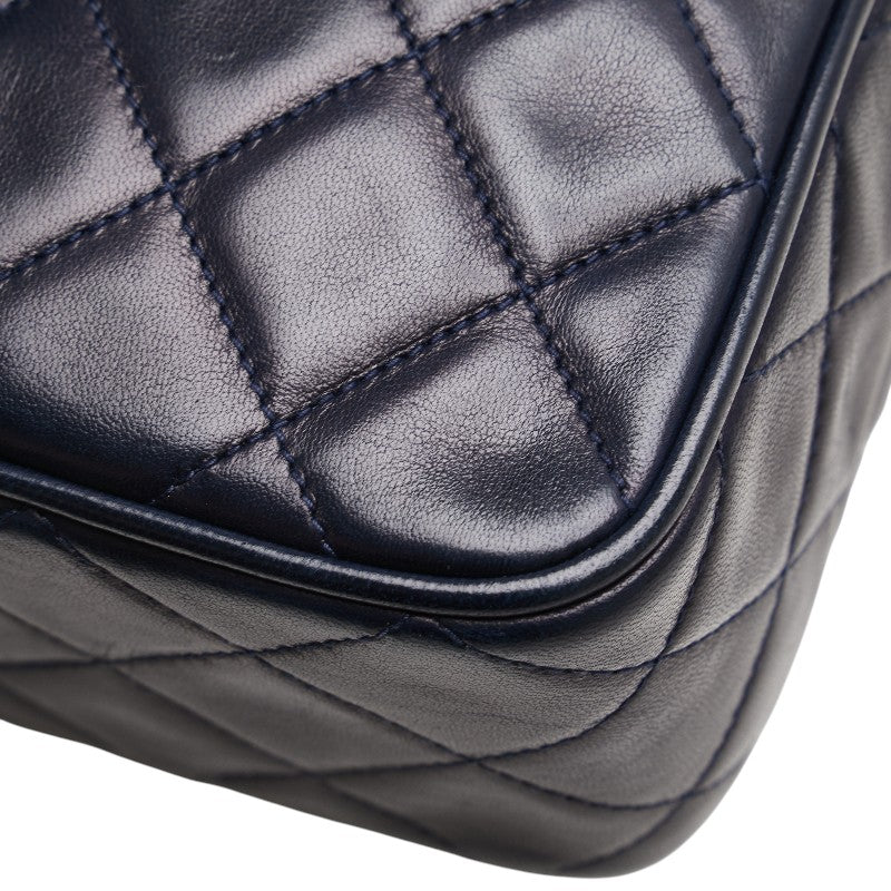シャネル マトラッセ ココマーク フリンジ チェーン ショルダーバッグ ネイビー ラムスキン レディース CHANEL 【中古】