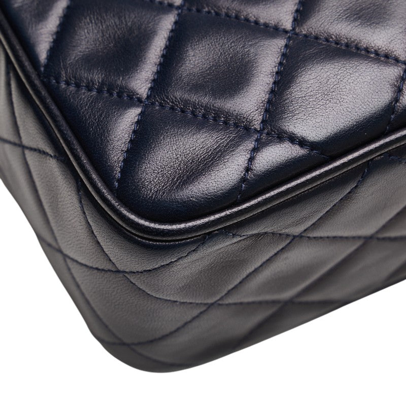 シャネル マトラッセ ココマーク フリンジ チェーン ショルダーバッグ ネイビー ラムスキン レディース CHANEL 【中古】