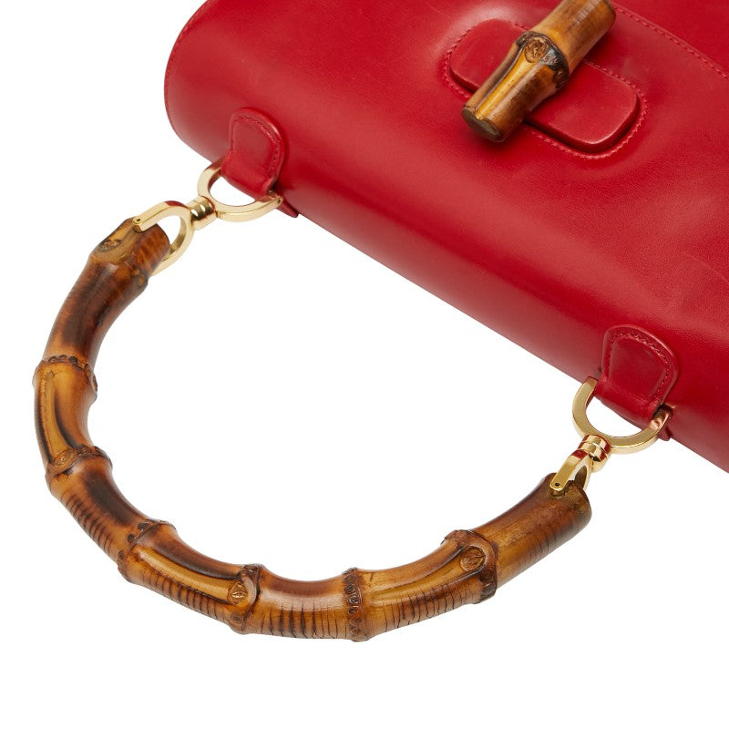 グッチ オールドグッチ バンブー ハンドバッグ ショルダーバッグ 2WAY 001 01 0633 レッド レザー レディース GUCCI 【中古】
