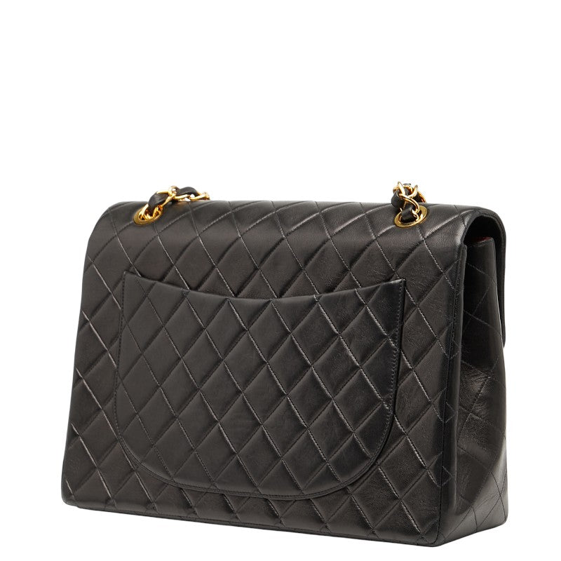 シャネル ココマーク デカマトラッセ34 斜め掛け チェーン ショルダーバッグ ブラック レザー レディース CHANEL 【中古】