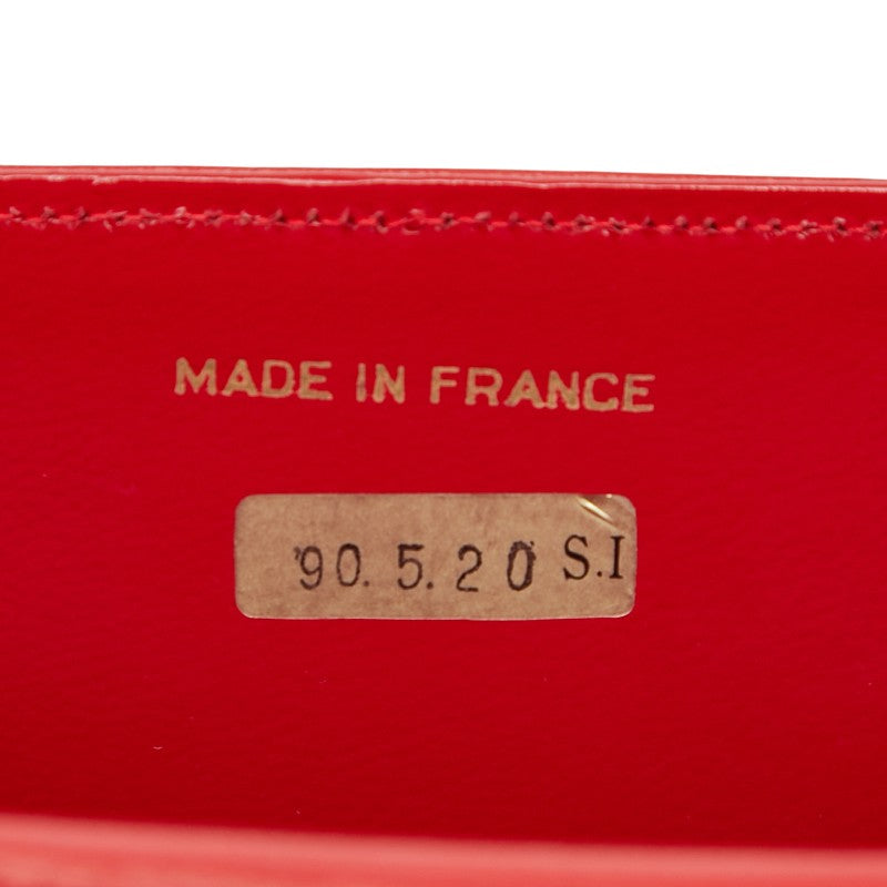シャネル ココマーク プッシュロック チェーン ショルダーバッグ レッド リザード レディース CHANEL 【中古】