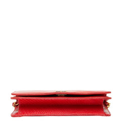 シャネル ココマーク プッシュロック チェーン ショルダーバッグ レッド リザード レディース CHANEL 【中古】