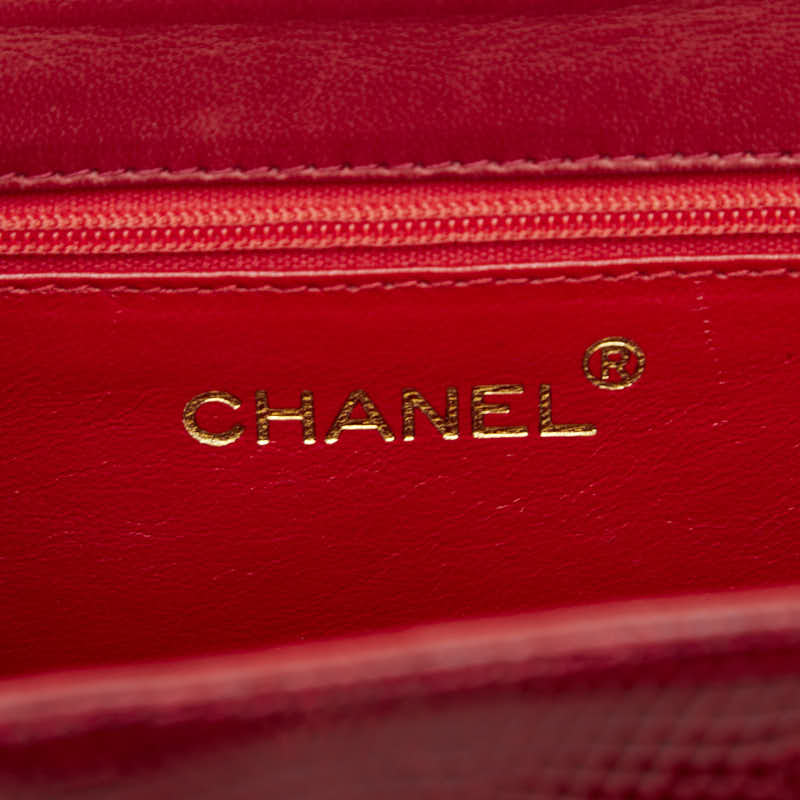 シャネル ココマーク チェーン ショルダーバッグ レッド リザード レディース CHANEL 【中古】