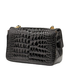 シャネル ココマーク クロコ型押し チェーン ショルダーバッグ ブラック パテントレザー レディース CHANEL 【中古】
