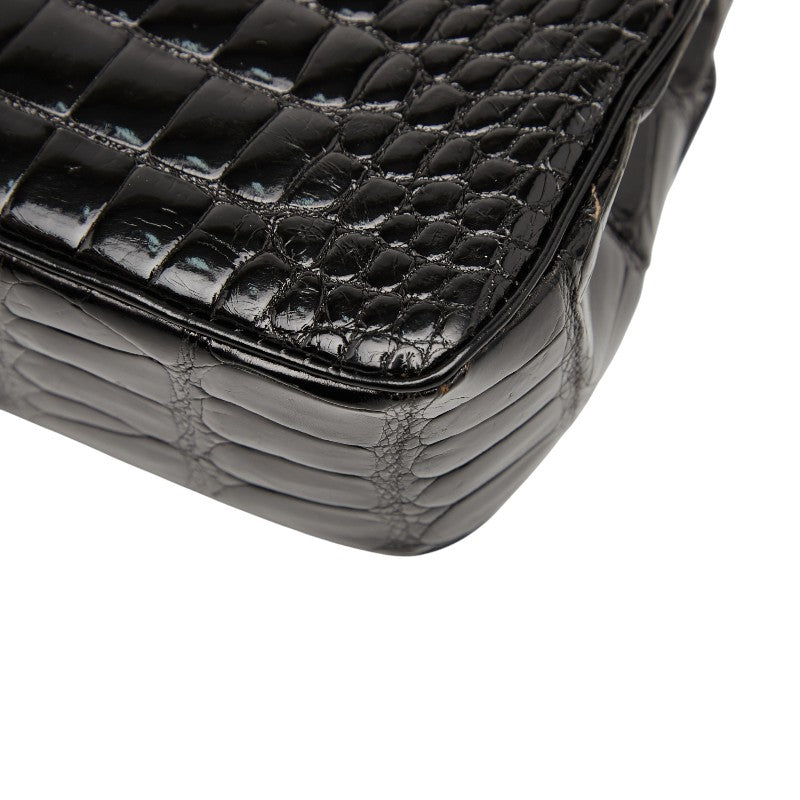 シャネル ココマーク クロコ型押し チェーン ショルダーバッグ ブラック パテントレザー レディース CHANEL 【中古】