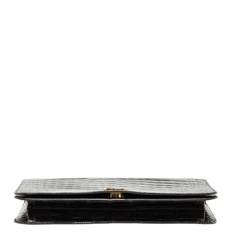 シャネル ココマーク チェーン ショルダーバッグ ブラック クロコダイル レディース CHANEL 【中古】