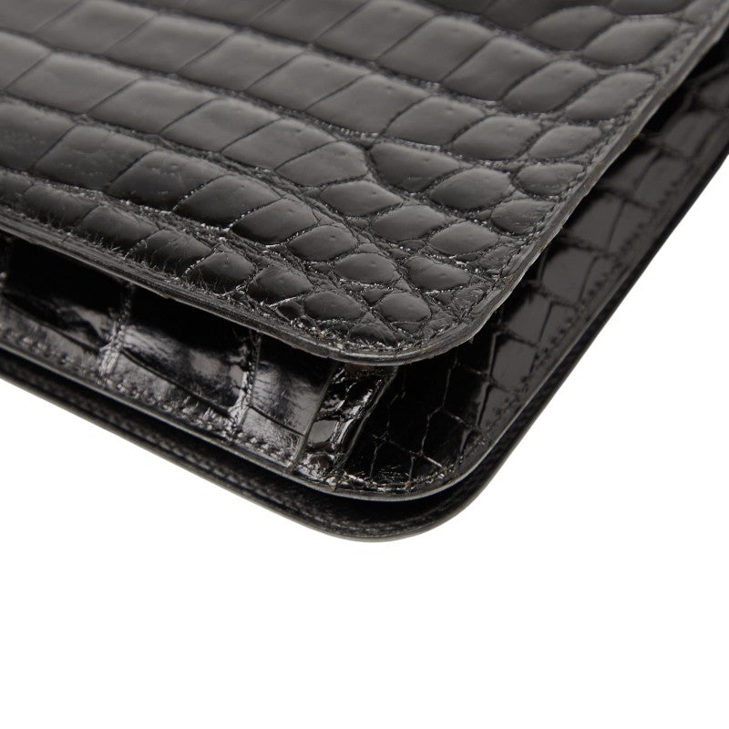 シャネル ココマーク チェーン ショルダーバッグ ブラック クロコダイル レディース CHANEL 【中古】