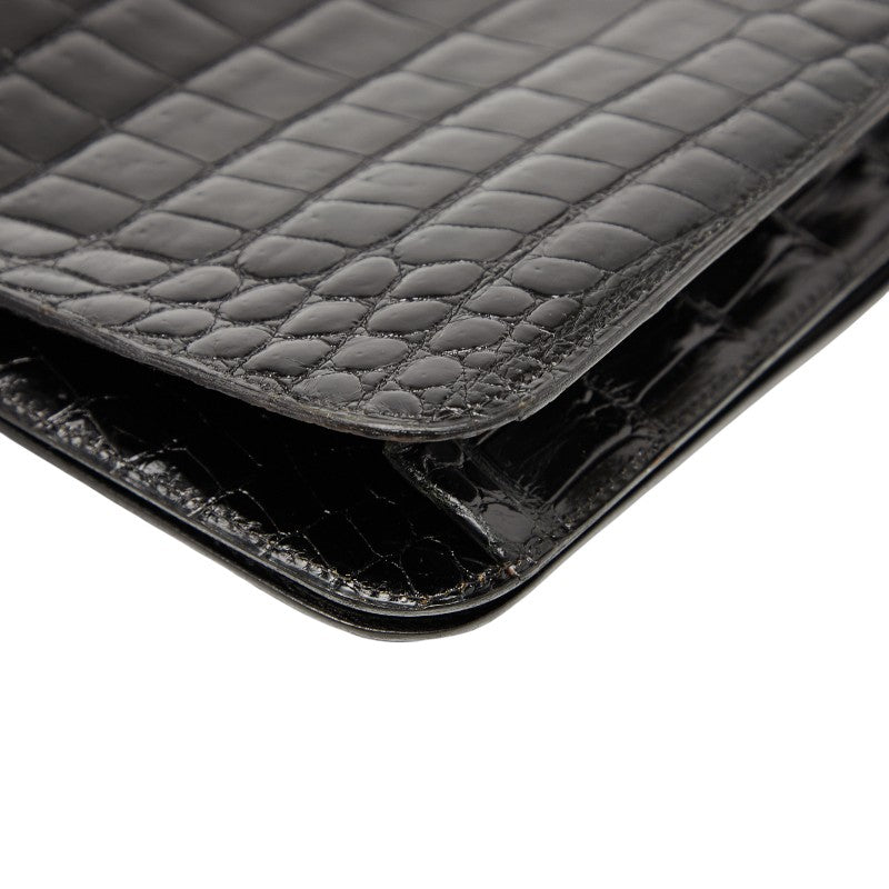 シャネル ココマーク チェーン ショルダーバッグ ブラック クロコダイル レディース CHANEL 【中古】