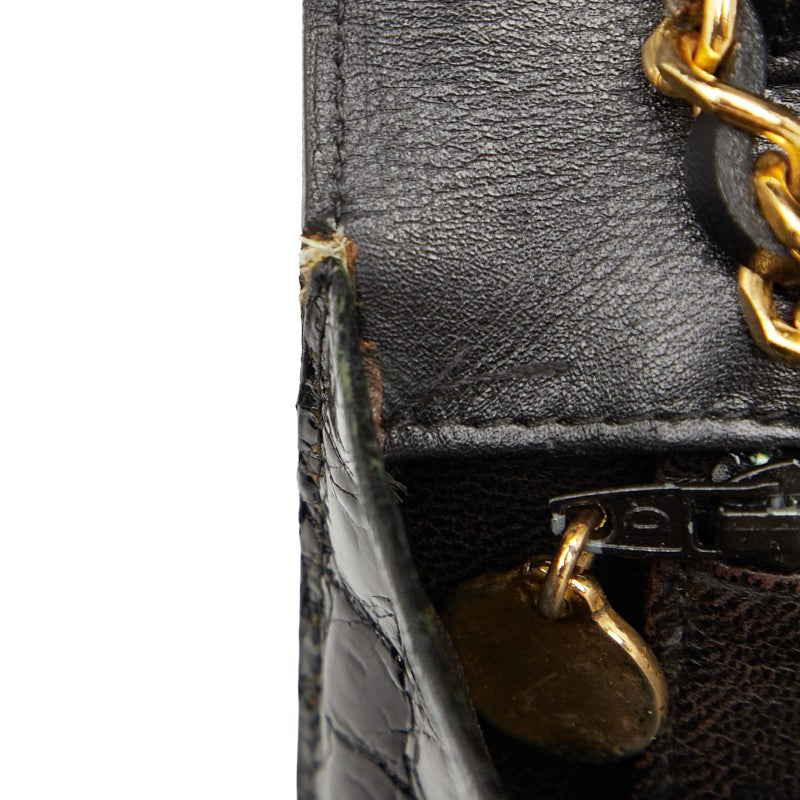 シャネル ココマーク チェーン ショルダーバッグ ブラック クロコダイル レディース CHANEL 【中古】