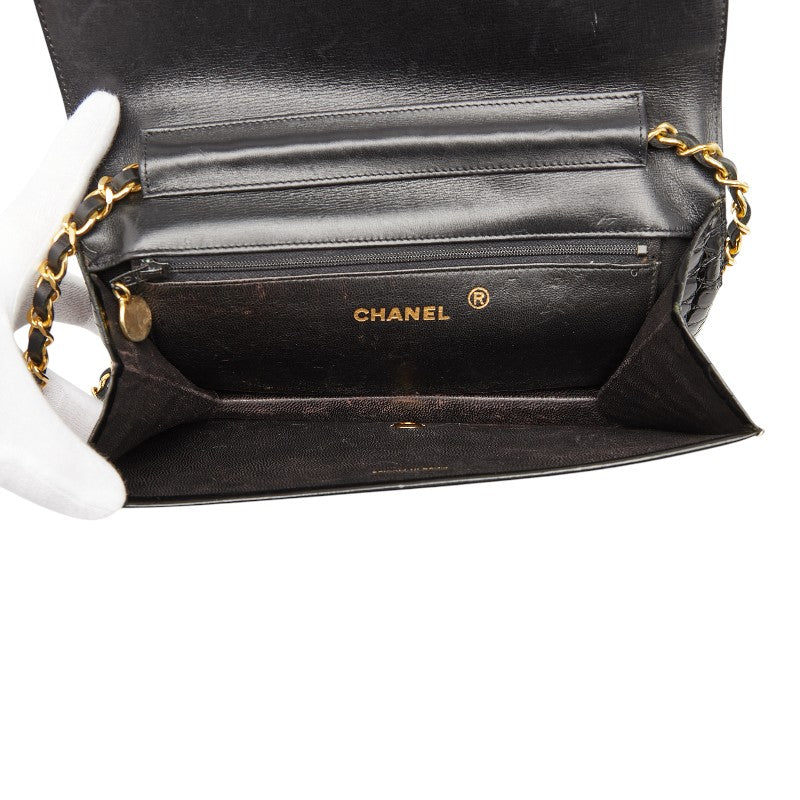 シャネル ココマーク チェーン ショルダーバッグ ブラック クロコダイル レディース CHANEL 【中古】