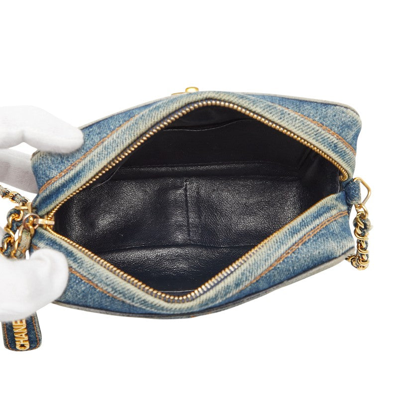 シャネル ココマーク マトラッセ チェーン ショルダーバッグ インディゴブルー デニム レディース CHANEL 【中古】