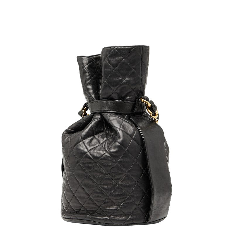 シャネル ココマーク マトラッセ 巾着型 チェーン ショルダーバッグ ブラック ラムスキン レディース CHANEL 【中古】