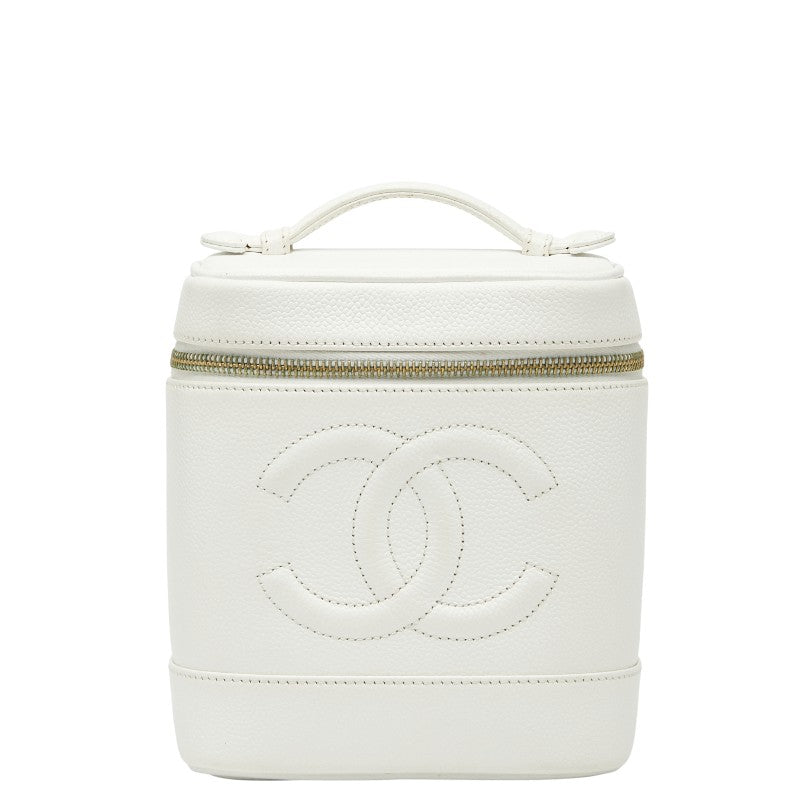 シャネル ココマーク バニティバッグ ハンドバッグ ホワイト キャビアスキン レディース CHANEL 【中古】