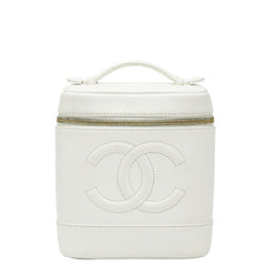 シャネル ココマーク バニティバッグ ハンドバッグ ホワイト キャビアスキン レディース CHANEL 【中古】