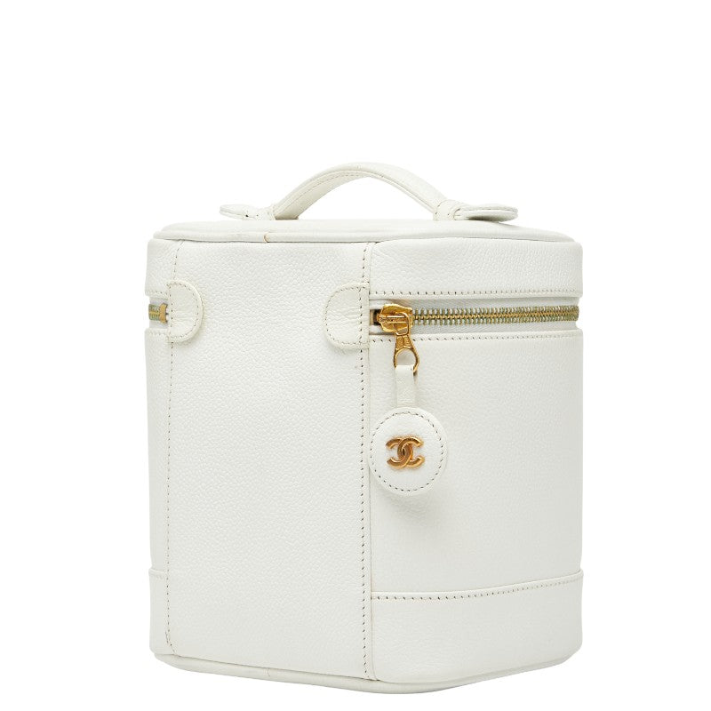 シャネル ココマーク バニティバッグ ハンドバッグ ホワイト キャビアスキン レディース CHANEL 【中古】