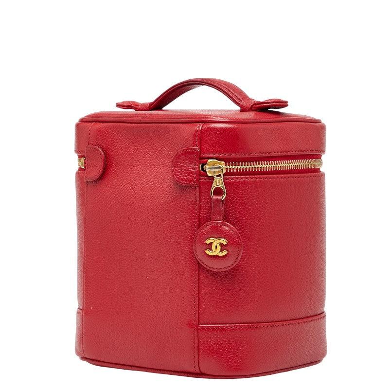 シャネル ココマーク バニティバッグ ハンドバッグ レッド キャビアスキン レディース CHANEL 【中古】