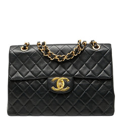 シャネル ココマーク デカマトラッセ34 斜め掛け チェーン ショルダーバッグ ブラック レザー レディース CHANEL 【中古】