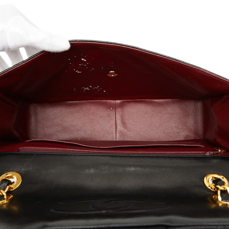 シャネル ココマーク デカマトラッセ34 斜め掛け チェーン ショルダーバッグ ブラック レザー レディース CHANEL 【中古】