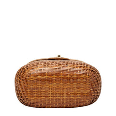 シャネル ココマーク チェーンショルダーバッグ かごバッグ ブラウン ベージュ ラタン レザー レディース CHANEL 【中古】