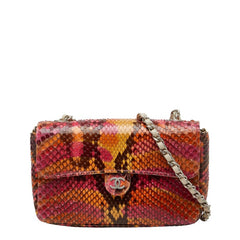 シャネル ココマーク チェーン ミニショルダーバッグ ピンク マルチカラー パイソン レディース CHANEL 【中古】