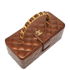 シャネル ココマーク マトラッセ バニティバッグ チェーン ハンドバッグ ブラウン パテントレザー レディース CHANEL 【中古】