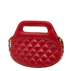 シャネル ココマーク マトラッセ チェーンショルダーバッグ ミニハンドバッグ 2WAY レッド ラムスキン レディース CHANEL 【中古】