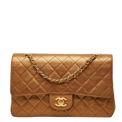シャネル マトラッセ25 ココマーク ダブルフラップ ダブルチェーン ショルダーバッグ ブロンズ レザー レディース CHANEL 【中古】