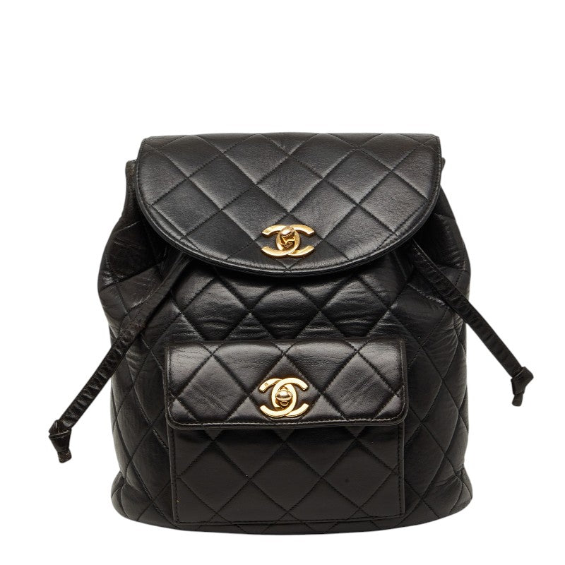 シャネル マトラッセ ココマーク チェーン リュック デイパック バックパック ブラック ラムスキン レディース CHANEL 【中古】