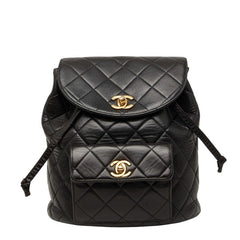 シャネル マトラッセ ココマーク チェーン リュック デイパック バックパック ブラック ラムスキン レディース CHANEL 【中古】