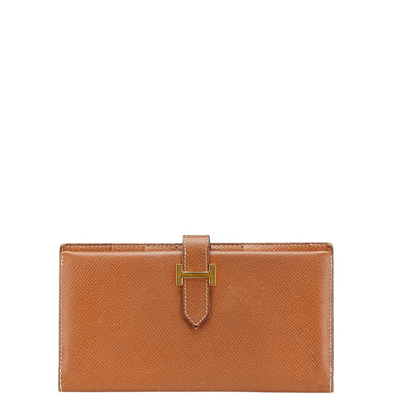 エルメス ベアン スフレ 二つ折り財布 ブラウン ヴォーエプソン レディース HERMES 【中古】
