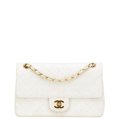 シャネル マトラッセ25 Wフラップ チェーン ショルダーバッグ  ホワイト ラムスキン レディース CHANEL 【中古】
