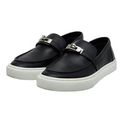 エルメス ゲーム スニーカー スリッポン サイズ:37.5 ブラック ホワイト レザー レディース HERMES 【中古】