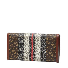 バーバリー TBモノグラム 長財布 ブラウン ブラック PVC レザー レディース BURBERRY 【中古】