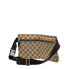 グッチ GGキャンバス ウエストバッグ ボディバッグ 28566 ベージュ ブラウン キャンバス レザー レディース GUCCI 【中古】