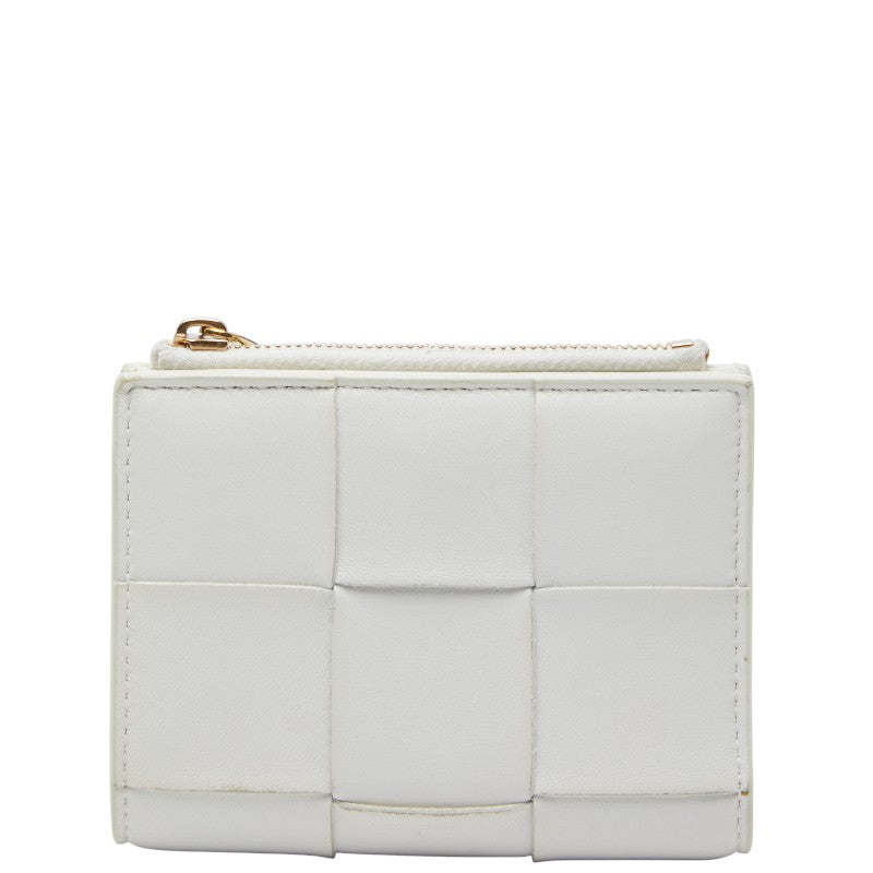 ボッテガヴェネタ マキシイントレチャート 長財布 ホワイト レザー レディース BOTTEGAVENETA 【中古】