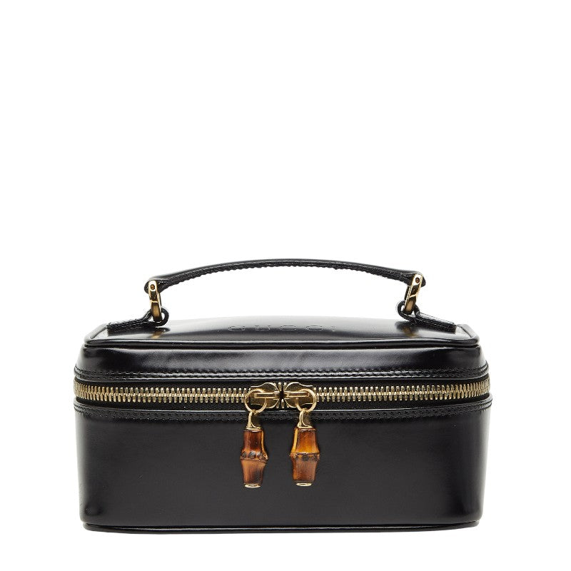 グッチ バンブー バニティバッグ ハンドバッグ 032 1956 0151 ブラック レザー レディース GUCCI 【中古】