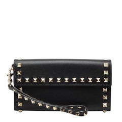 ヴァレンティノ ロックスタッズ 長財布 ブラック レザー レディース VALENTINO 【中古】
