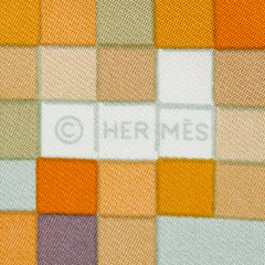 エルメス カレ90 モザイク 24 Mosaique Au スカーフ 大判 オレンジ グリーン シルク レディース HERMES 【中古】