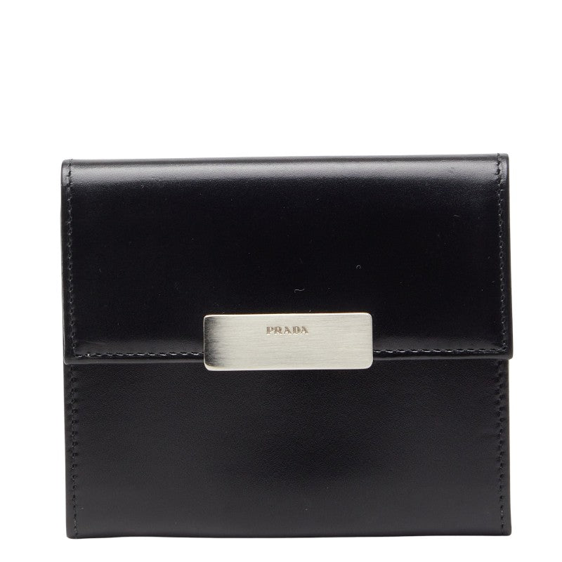 プラダ ロゴ コインケース 小銭入れ ブラック レザー レディース PRADA 【中古】