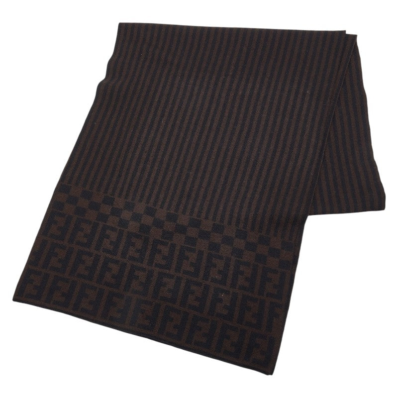 フェンディ ズッカ マフラー ブラウン ブラック ウール レディース FENDI 【中古】