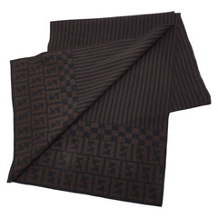 フェンディ ズッカ マフラー ブラウン ブラック ウール レディース FENDI 【中古】