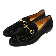グッチ GGベルベット ホースビット ドレスシューズ ローファー サイズ9 1/2 430088 ブラック ベルベット レザー メンズ GUCCI 【中古】