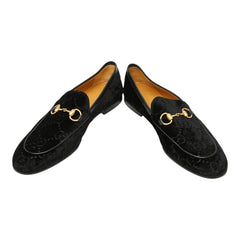 グッチ GGベルベット ホースビット ドレスシューズ ローファー サイズ9 1/2 430088 ブラック ベルベット レザー メンズ GUCCI 【中古】