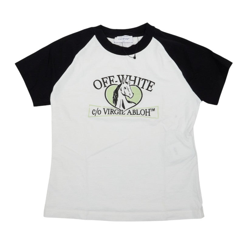 オフホワイト ヴァージル アブロー ホース ビルボード ラグラン 半袖 Tシャツ カットソー サイズ XS ホワイト ブラック コットン レディース OFF-WHITE 【中古】