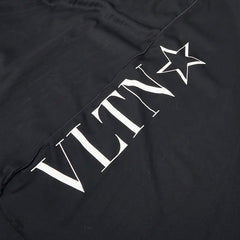 ヴァレンティノ VLTNロゴ プリーツ ロング スカート ドローストリング サイズ M ブラック ポリエステル レディース VALENTINO 【中古】