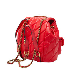 コーチ タビー チェーン リュック デイパック バックパック CU077 レッド レザー レディース COACH 【中古】