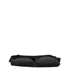 グッチ GGキャンバス ウエストバッグ ボディバッグ 28566 ブラック キャンバス レザー メンズ GUCCI 【中古】